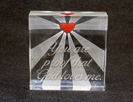 Glass Block Paperweight ~ Etched Novelty Design w/Inspirational Quote ~ Style A - £7.04 GBP