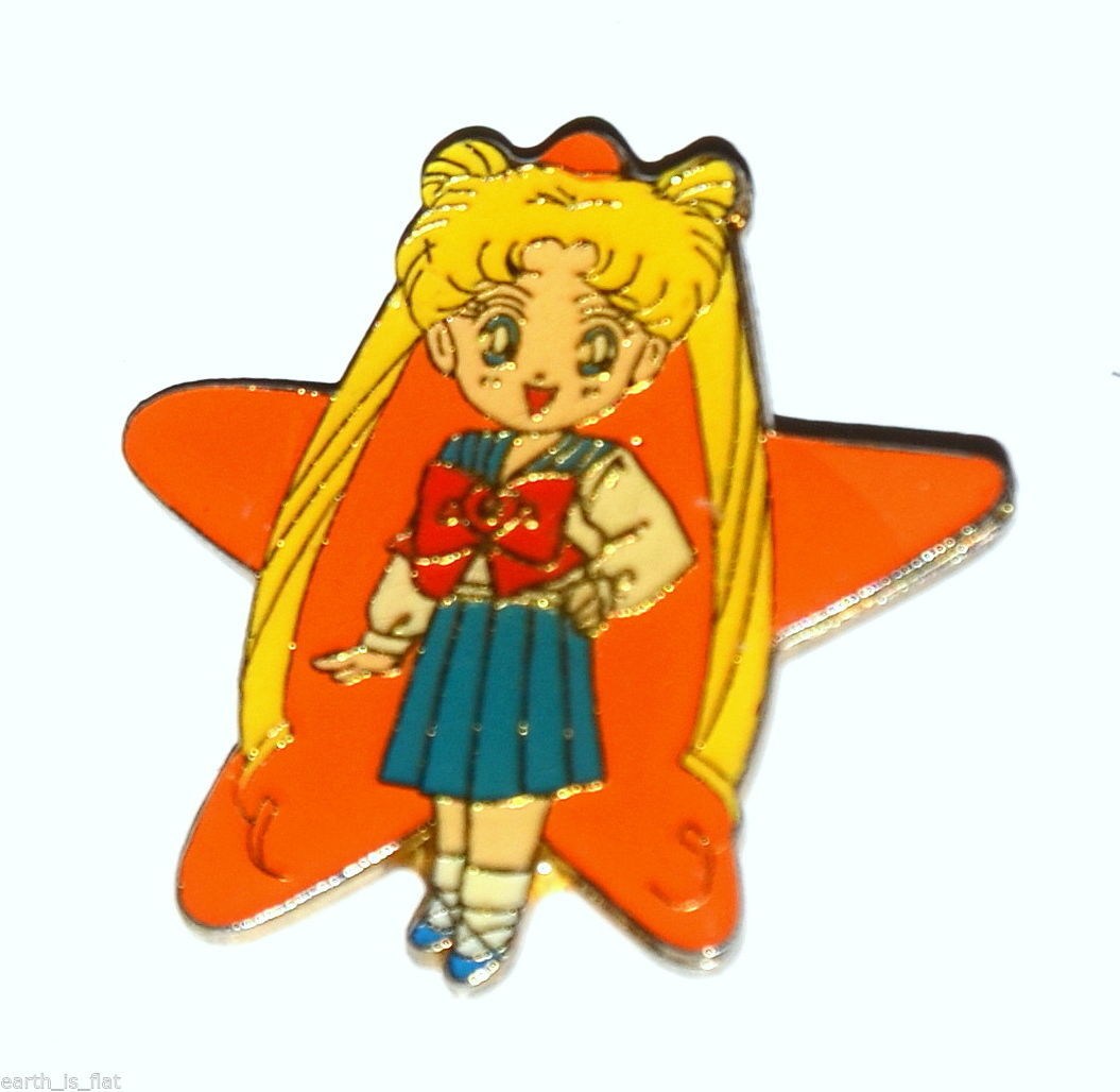 Sailor Moon vintage metal enamel star pin Usagi Serena Bunny T.K.TA.T schoolgirl - $14.84