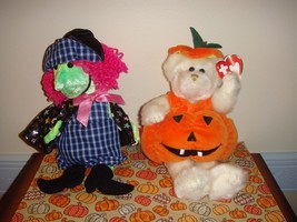 Ty Attic Treasures Carver Pumpkin And Beanie Baby Scary Witch - £15.13 GBP