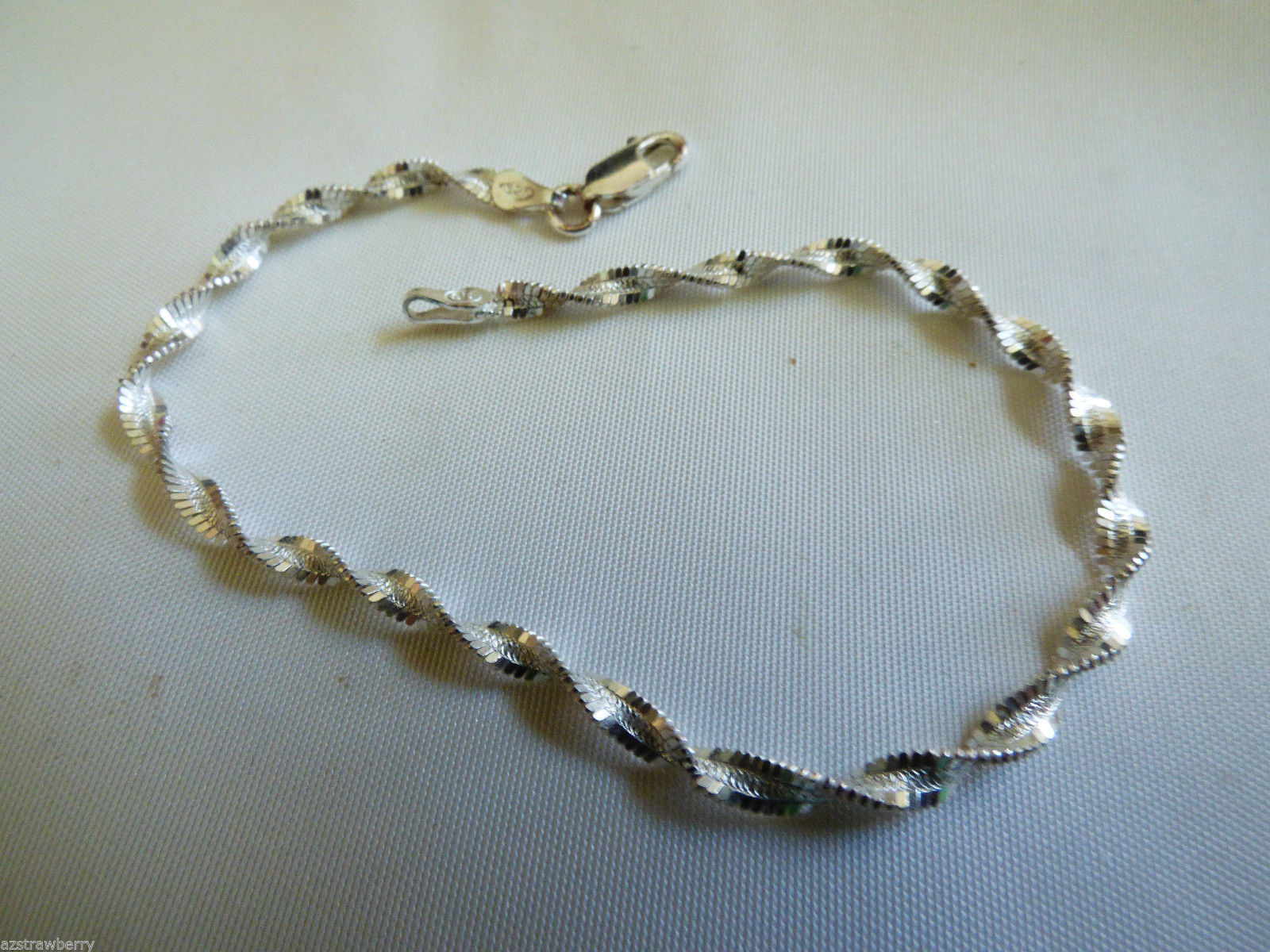 925 Sterling Silver Italy Rope twist Chain Link Bracelet 7.25"L - $41.58