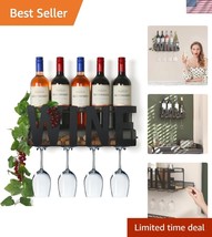 Elegant Iron Wine Rack Wall Mount – Space-Saving Holder for Bottles &amp; Gl... - $39.00