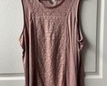 Maurices Knit Tank Top Lace Trimmed Womens Plus Size 1X Dusty Pink Stretch - £11.67 GBP