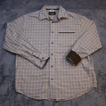 Cabelas Shirt Mens XL Brown Check Plaid Long Sleeve Flip cuff Button Up Workwear - £17.90 GBP