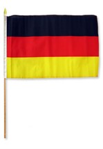 AES 12&quot;x18&quot; German Germany Stick Flag Wood Staff Premium Vivid Color and... - £7.01 GBP