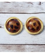 Vintage Clip On Earrings Large Statement Brown Tones &amp; Gold Tone Halo 1 ... - £12.53 GBP