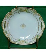 Nippon 5 1/2&quot; Dresser Tray Trinket Dish Hand Painted Flowers Gold Beadin... - £19.74 GBP