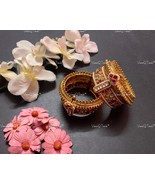 VeroniQ Trends-Traditional Gold Plated Kemp Stone Pachi Kundan Bangles  - $319.10 CAD