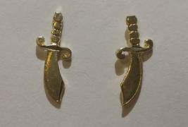 New 14k Yellow Gold Sword Earring, Dagger Post Earrings - £70.62 GBP
