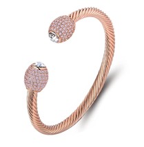 18K Gold Plated Crystal Cable Bangle Bracelet For - - £73.28 GBP