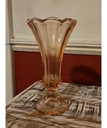 Vintage Fostoria Virginia Peach Trumpet Footed Vase 6.5” - $24.72