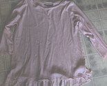 Ann Taylor LOFT 100% Cotton Solid Ruffle Hem Tee Blush Pink Size Small 3... - $29.03