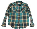Lucky Brand Green Plaid Snap Long Sleeve Medium Shirt Scrunched Sleeves - $24.99