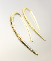 EXQUISITE 18kt Gold Plated CZ Crystals Thin 1.75" Long Wire Threader Earrings EG - $29.99