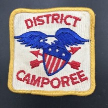 Vintage Boy Scouts BSA District Camporee Patch Eagle w/ Flag Shield 2.75&quot;x2.75&quot; - £6.12 GBP