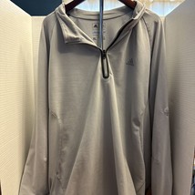 Adidas Climacool Men&#39;s Size XL Grey/Black Trim Quarter Zip Pullover Long Sleeve - £11.78 GBP