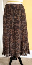 LAUREN RALPH LAUREN Dark Brown Tribal Print Crinkled Cotton/Silk Skirt (... - $24.40