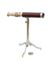 Solid Brass Telescope on Stand 17&quot;&quot; - Wood - £81.78 GBP