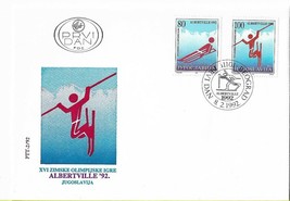 FDC 1992 Yugoslavia Albertville Winter Olympics Sports Vintage Stamps Postal - £3.26 GBP