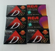 Lot 6 Blank Cassettes: - New &amp; Sealed - 4 TDK D60 &amp; 3 RCA Hi-Fi 90 Minutes - £19.35 GBP
