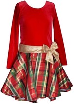 MSRP $68 Bonnie Jean Girl Velvet Plaid Taffeta Drop-Waist Dress Size 12 ... - £31.32 GBP