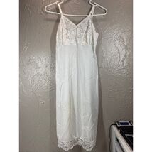 Vintage Seamprufe Womens Slip Dress Short White Satin Lace Victorian 60s... - $399.59 MXN