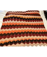 VTG 60’s 70&#39;s Gold, Orange, Brown, Red Chevron Crochet Hippie Boho Grann... - $33.87