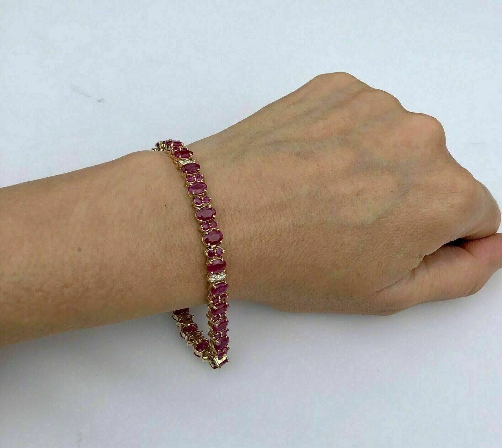 14.5CtOval CZ Brazalete de Rubí Rosa Línea de Tenis Redondo Chapado en Oro... Item image 8