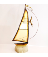 1970 DeMott Original Signed Sailboat Sculpture MCM Alabaster Brass Coppe... - $2,376.49 MXN