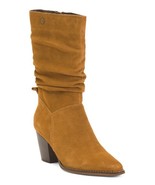 TOP3 Made In Portugal Suede Ruched High Heel Tall Shaft Boots size 39 - $120.50 CAD