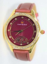 NEW Louis Richard 14066 Women&#39;s Moselle Crystal Bezel Red Strap Gold Alloy Watch - £11.80 GBP