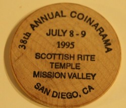 Vintage Scottish Rite Temple Mission Valley Wooden Nickel San Diego Cali... - £3.86 GBP