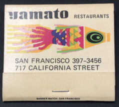 Yamato Restaurant Matchbook San Francisco SF CA California Full 30 Unstruck - £7.58 GBP