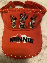 Walt Disney world Minnie Mouse sun visor hat Disneyland resort one size red - £13.94 GBP