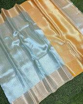 Shiny Stripe Zari Silk Saree Zari, Rich Zari weaving pallu, Wedding Saree, Gift  - £57.07 GBP