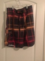 1pc Op Men&#39;s Black &amp; Orange Plaid Swim Shorts Trunks Drawstring Size M - $37.83