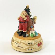 Christmas Musical Santa Claus Figurine Christmas Tree Girl Spying On Santa 6&quot; - £10.54 GBP