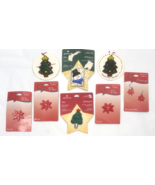 Vintage Hallmark Brooch Pin Lot Christmas Tree Poinsettia Snowman Holiday - $40.00