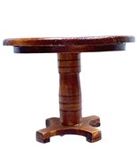 Vintage Shackman Dollhouse Miniature Pedestal Table Wood with Foil Label - $19.79