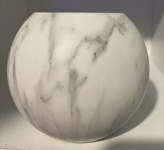 Bath & Body Works Marble Orb Pedestal Round Candle Holder White Marble Round New - $28.71