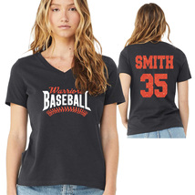 NEW Personalized Baseball Design Glitter Design V-Neck Bella + Canvas T ... - $27.45+
