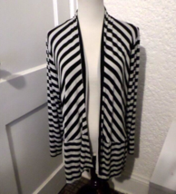 Chico&#39;s Striped Open Front Stretch Knit Cardigan Chico&#39;s size 2 Women&#39;s 12/14 - £15.58 GBP