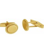 14k Yellow Gold Rope Border Engravable Oval Cufflinks - $2,875.00