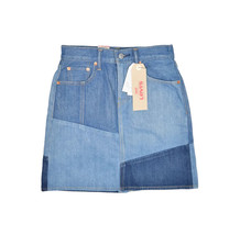 Levis Patchwork Mini Skirt Womens 24 Jean Retro y2k 100% Cotton Cut &amp; Sew - $38.61