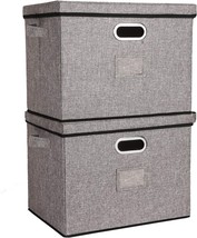 Large-Capacity Foldable Storage Bins With Lids And Metal Handles,, Or Office. - £35.91 GBP
