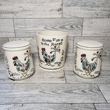 Vintage Chicken Rooster Salt Pepper Figurine Farm Plus Cup Fern Imports ... - $9.50