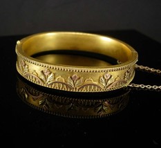 Antique Victorian Bracelet Rose and yellow gold filled wedding bangle hi... - $275.00
