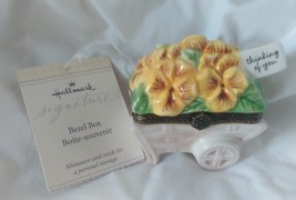 Signature Hallmark Bezel Porcelain Flower Cart Trinket Box &quot;Thinking Of ... - £5.54 GBP
