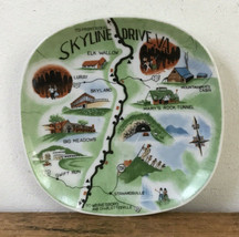 Vtg Map Souvenir Travel Plate Historic Luray Skyline Drive Virginia Shenandoah - £23.97 GBP