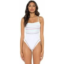 Soluna Swim Total Eclipse One Piece Swimsuit White L Large Pastel Accent Pintuck - £23.89 GBP