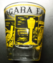 Niagara Falls Shot Glass Clear Glass Yellow and Black Photo Style Illustrations - £5.48 GBP